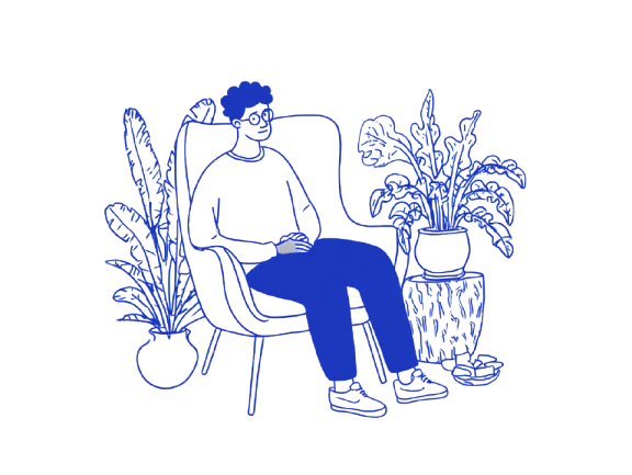 image of a person on chair
